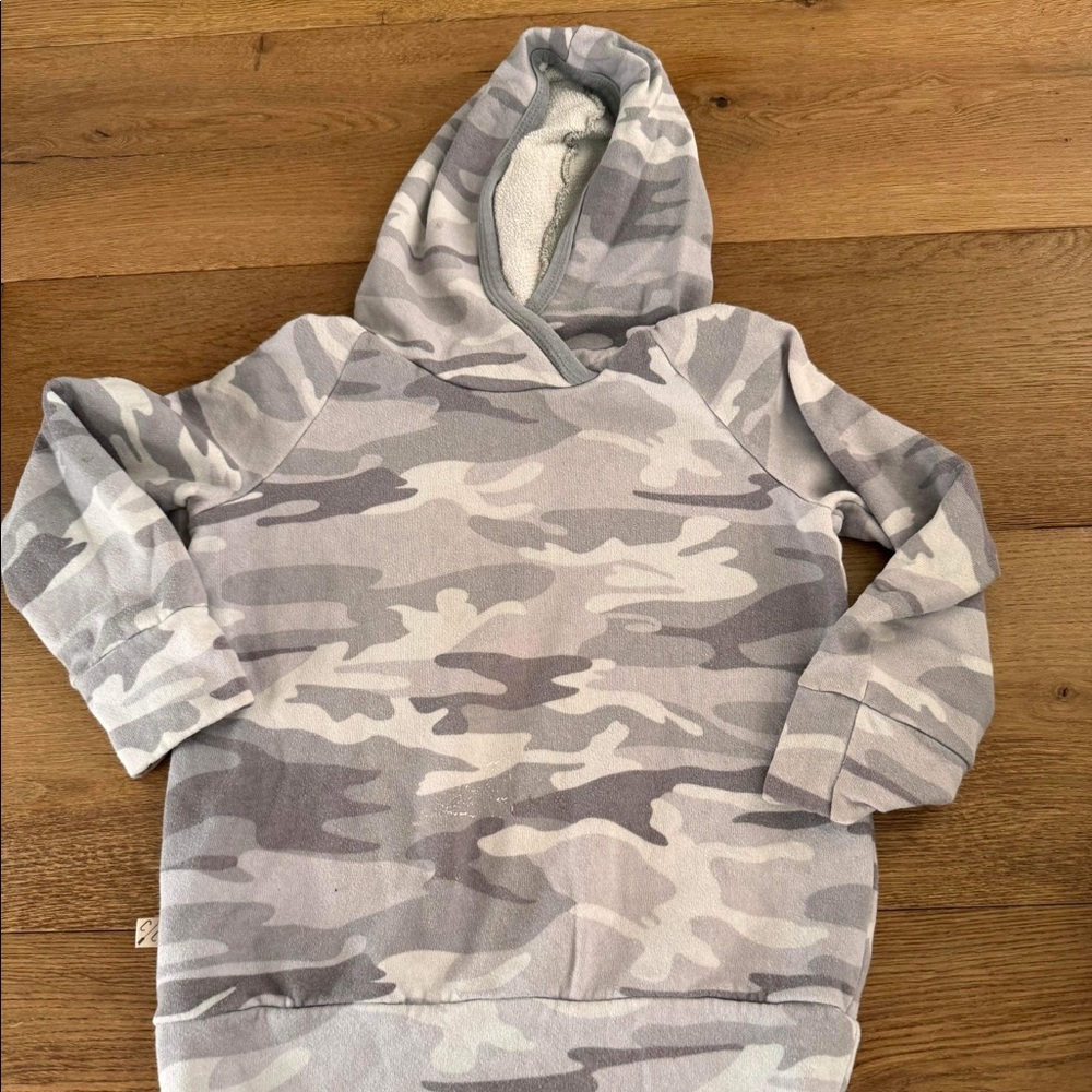 Childhoods Grey and White Camouflage Hoodie Long Sleeve Sweatshirt